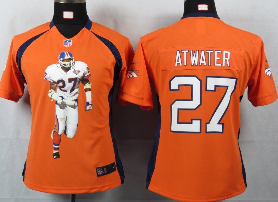 NIKE Denver Broncos #27 Atwater women Orange Portrait Fashion Game jersey