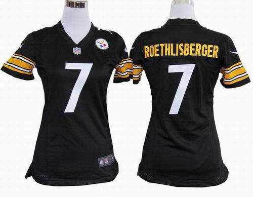 NIKE Pittsburgh Steelers #7 Ben Roethlisberger women black game jersey