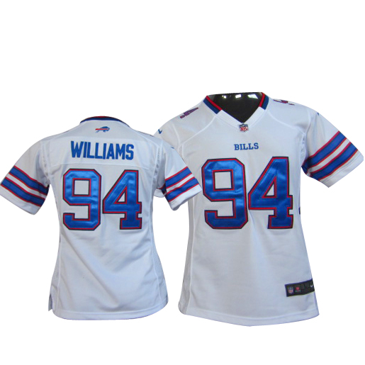 women NIKE williams white color jersey, buffalo bills #94 jersey