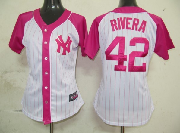 Mariano Rivera Jersey: Womens Splash Fashion #42 New York Yankees Jersey in Pink