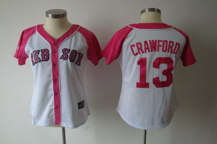 Pink Carl Crawford 2012 Womens Splash Fashion Majestic Athletic Boston red sox #13 Jersey