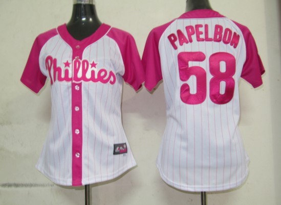 Papelbon Jersey: Womens Splash Fashion #58 Philadephia Phillis Jersey in Pink