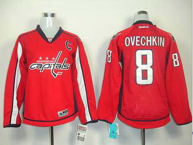 A. Ovechkin red jersey, NHL Capitals #8 Womens jersey
