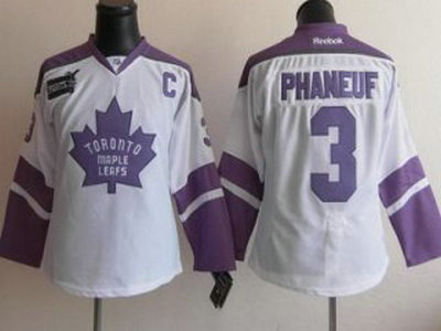 Dion Phaneuf Fights Cancer White jersey, NHL Leafs #3 Womens jersey