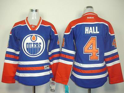 Taylor Hall Blue jersey, NHL Oilers #4 Womens jersey