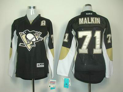 Malkin black jersey, NHL Penguins #71 A patch Womens jersey