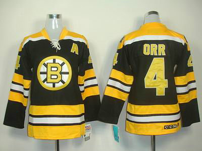 NHL Bruins #4 Bobby Orr Womens Black Jersey