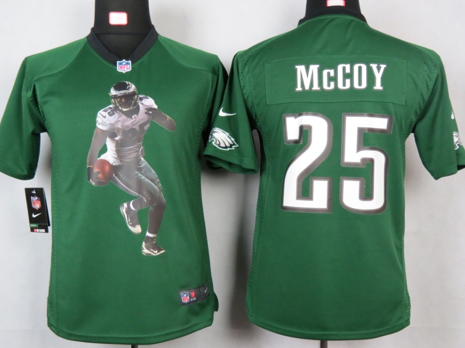 Eagles #25 Mccoy Game green Youth Portrait Fashion Nike NFL Jersey