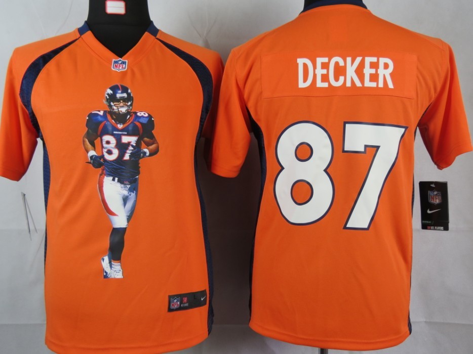 #87 Decker Orange Nike Portrait Fashion Game Denver Broncos youth jersey