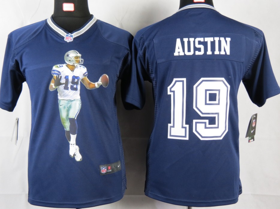 Nike Portrait Fashion Game Youth Austin Blue jersey, Nike Portrait Fashion Game Dallas Cowboys #19 jersey