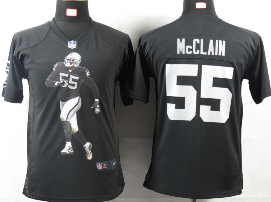 Raiders #55 Mcclain Game Black Youth Portrait Fashion Nike NFL Jersey