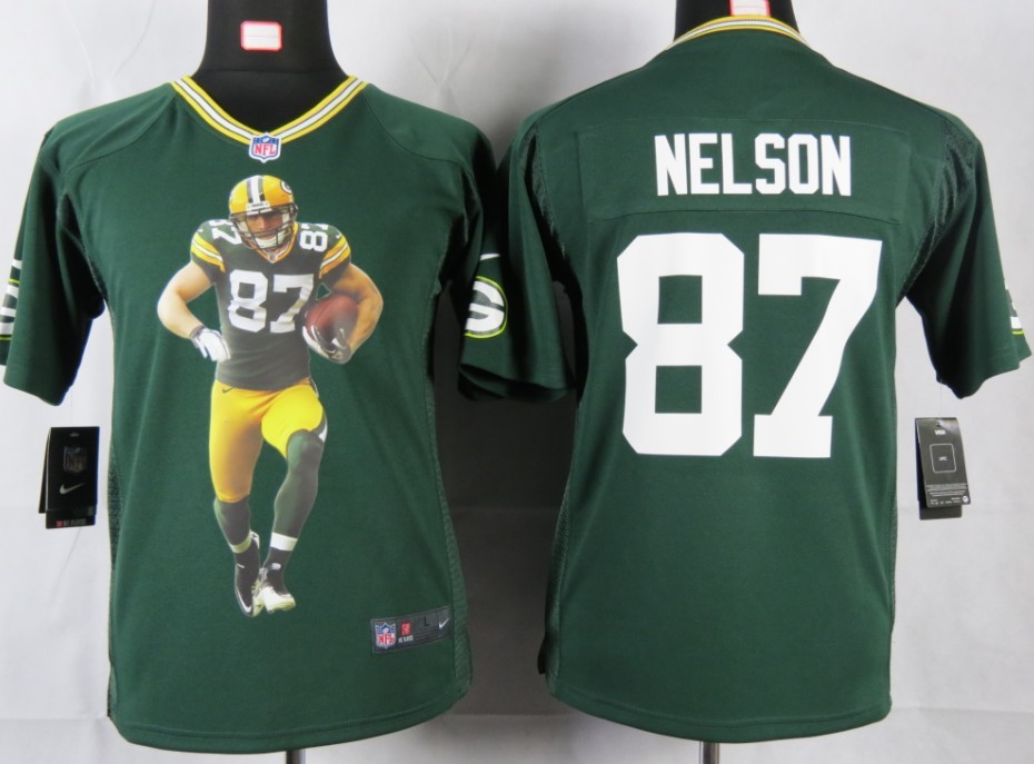 Nike Portrait Fashion Game Youth Nelson Green jersey, Nike Portrait Fashion Game Green Bay Packers #87 jersey