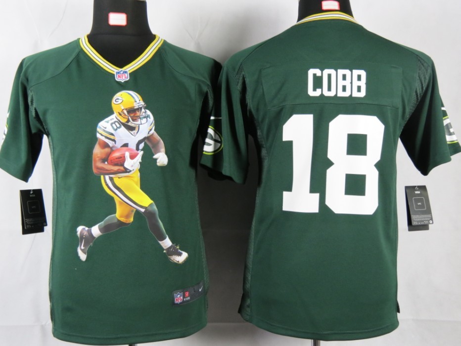 green Cobb Nike Packers Youth Portrait Fashion #18 Jersey