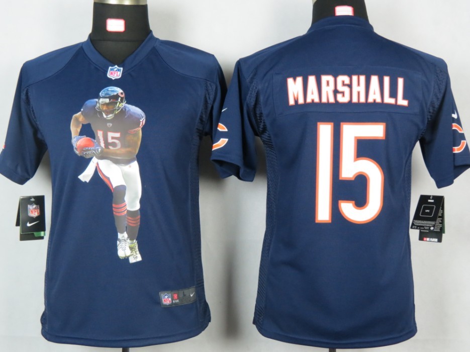 #15 Marshall Blue Nike Portrait Fashion Game Chicago Bears Youth jersey