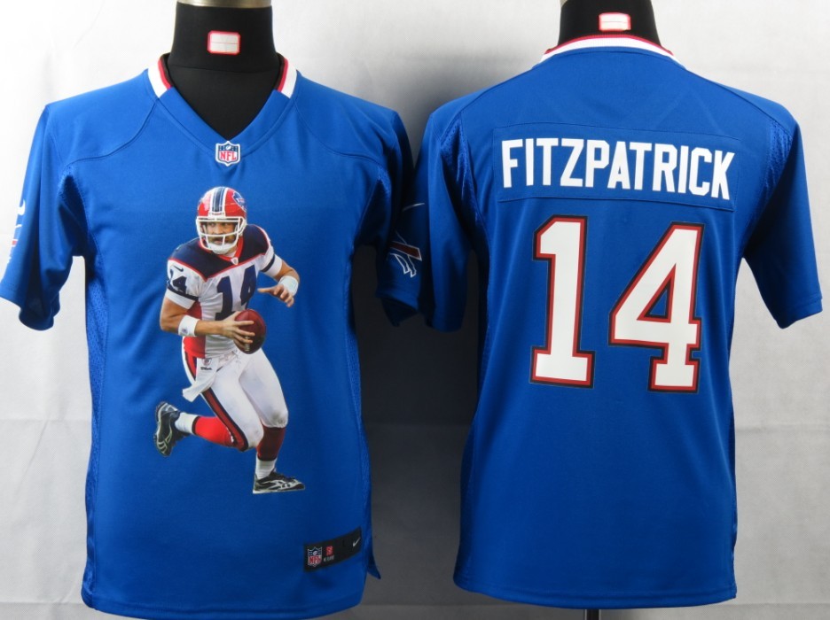 Youth Nike Portrait Fashion Game Buffalo Bills #14 Fitzpatrick Youth jersey in Blue