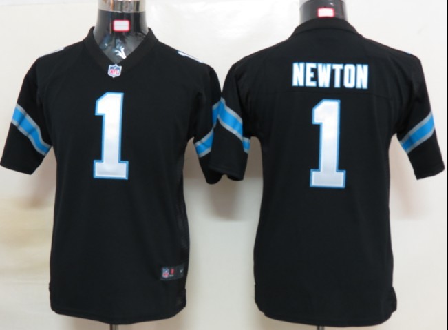 Black #1 Newton Nike Game Carolina Panthers youth jersey