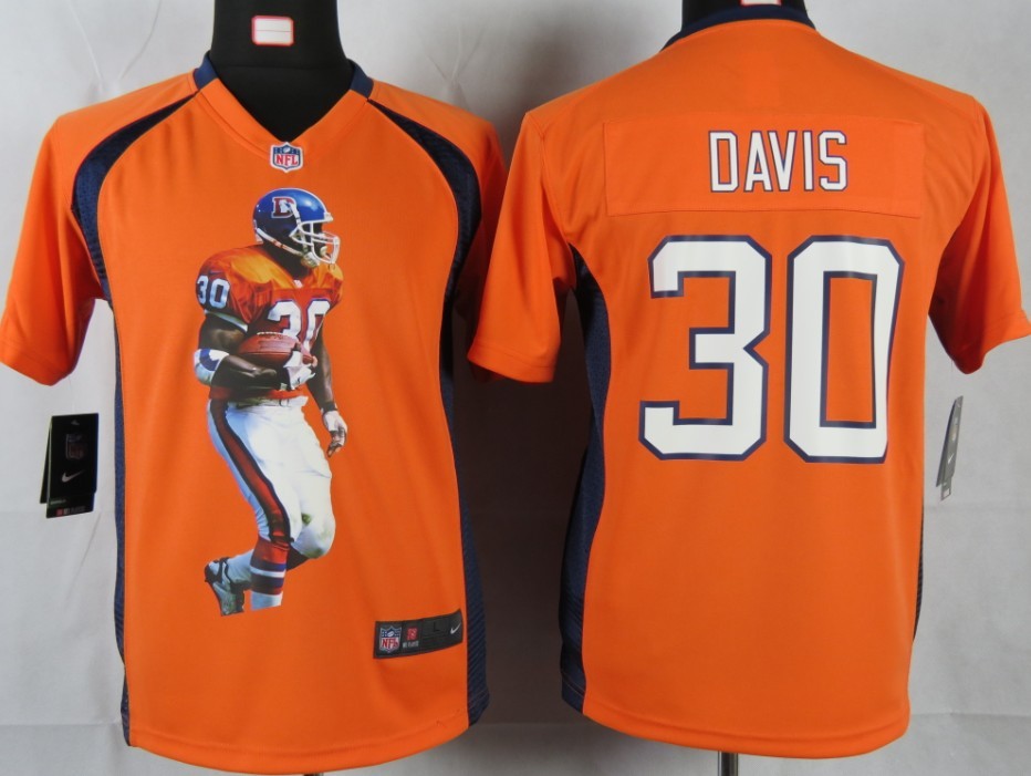 Nike Portrait Fashion Game youth Davis Orange jersey, Nike Portrait Fashion Game Denver Broncos #30 jersey