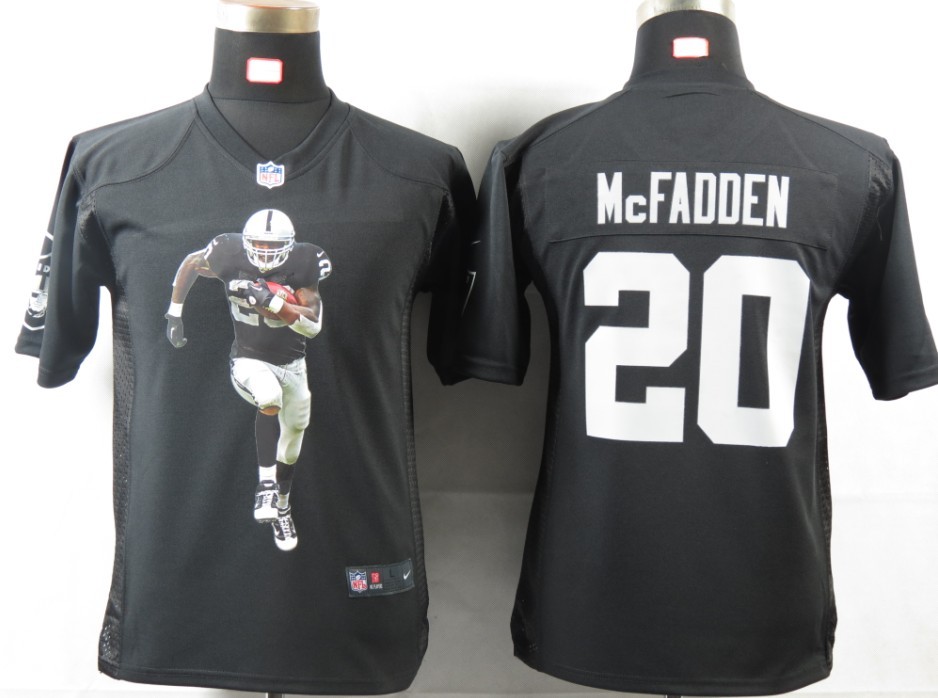McFADDEN Game Jersey: Nike Youth Portrait Fashion #20 Oakland Raiders Jersey in Black
