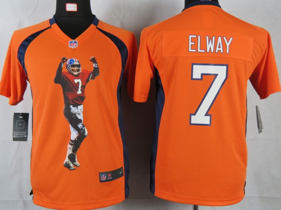 #7 Elway Orange Nike Portrait Fashion Game Denver Broncos youth jersey