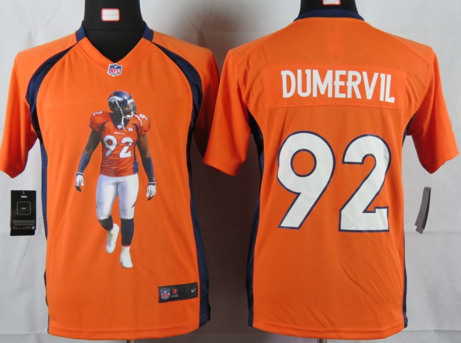 Broncos #92 Dumervil Game Orange Youth Portrait Fashion Nike NFL Jersey