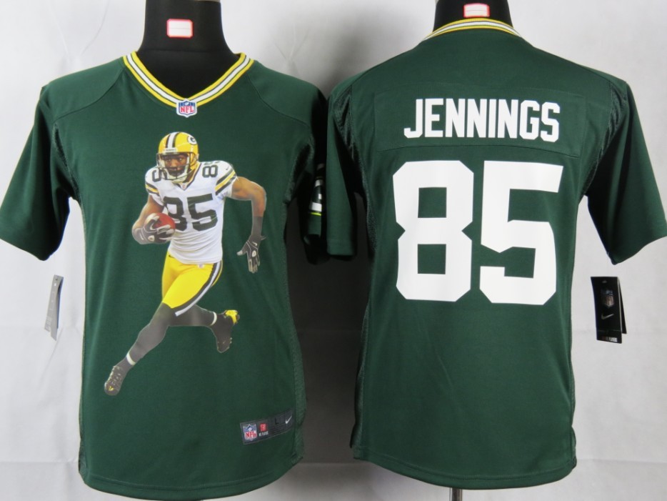 Packers #85 Jennings Game green Youth Portrait Fashion Nike NFL Jersey