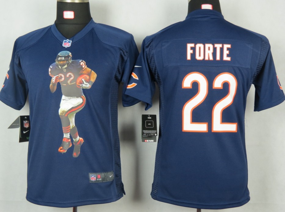 Nike Portrait Fashion Game Youth Forte Blue jersey, Nike Portrait Fashion Game Chicago Bears #22 jersey