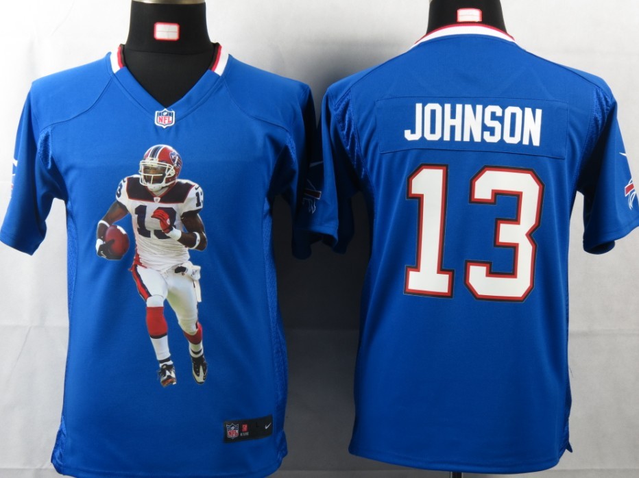 Nike Portrait Fashion Game Game Buffalo Bills #13 Johnson Blue youth jersey
