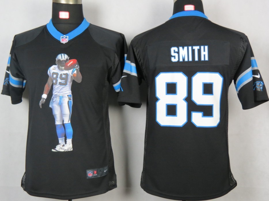Black #89 Smith Nike Portrait Fashion Game Carolina Panthers Youth jersey