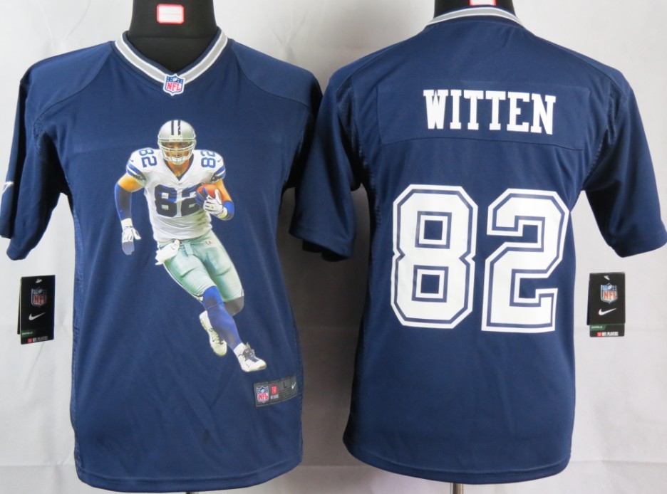 Cowboys #82 Witten Game Blue Youth Portrait Fashion Nike NFL Jersey