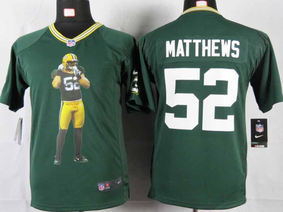Packers #52 Matthews Game green Youth Portrait Fashion Nike NFL Jersey
