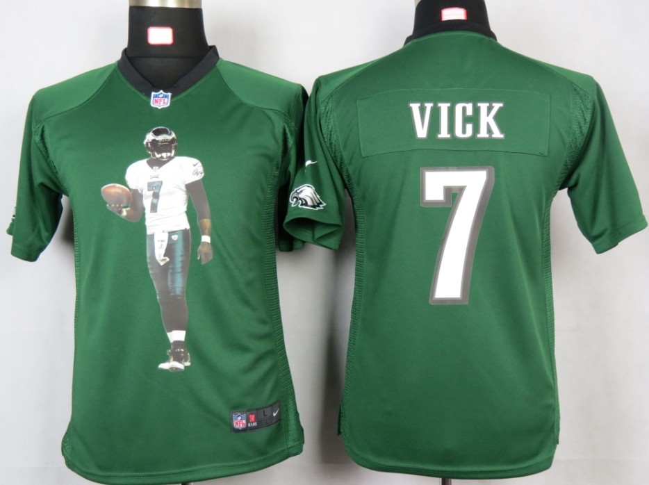 Vick green Nike Eagles Youth Portrait Fashion Jersey