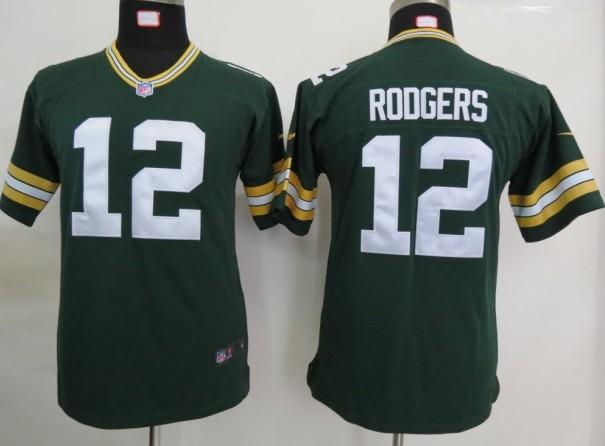 Aaron Rodgers Jersey green Game #12 Nike NFL Kids Green Bay Packers Jersey