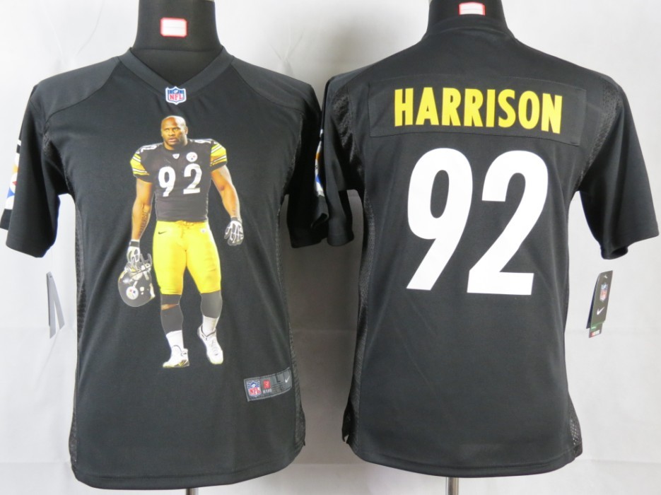 Black #92 Harrison Nike Portrait Fashion Game Pittsburgh Steelers Youth jersey