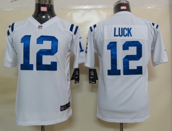 White Luck Game Youth Portrait Fashion Nike NFL Colts #12 Jersey