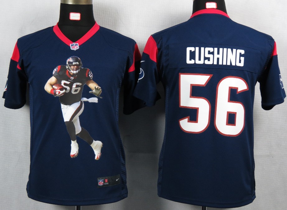 Blue #56 Cushing Nike Houston Texans Youth Portrait Fashion Game Jersey