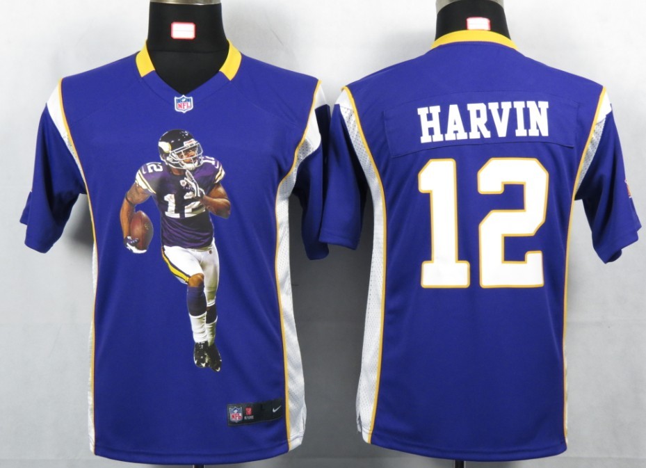 Nike Portrait Fashion Game Minnesota Vikings #12 Harvin Purple Youth jersey