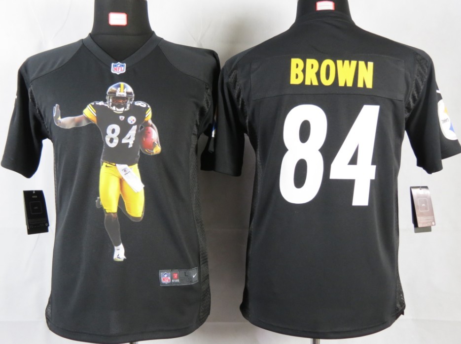 Brown Game Jersey: Nike Helmet Tri-Blend #84 Pittsburgh Steelers Jersey in Black