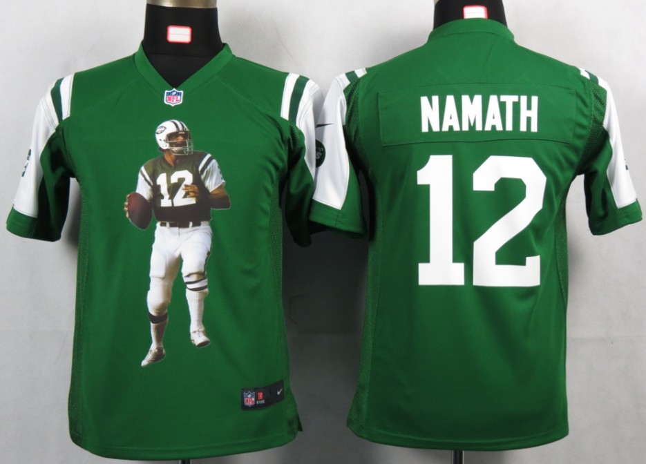 Namath Game Jersey: Nike #12 New York Jets Jersey in green