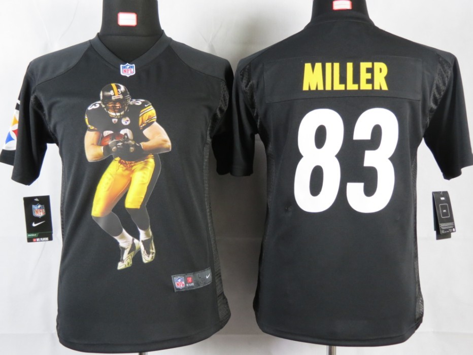 Nike Portrait Fashion Game Pittsburgh Steelers #83 Miller Black Youth jersey