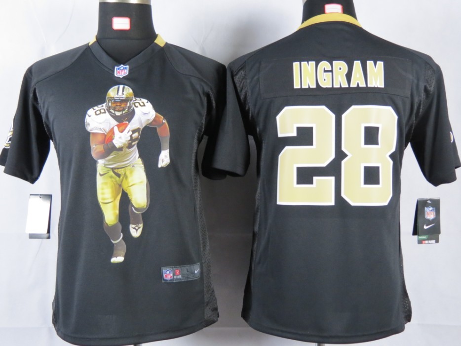 Ingram Black Nike Saints Youth Portrait Fashion Jersey