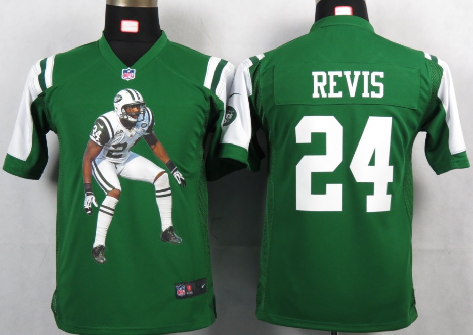 Nike Portrait Fashion Game Youth Revis Green jersey, New York Jets #24 jersey