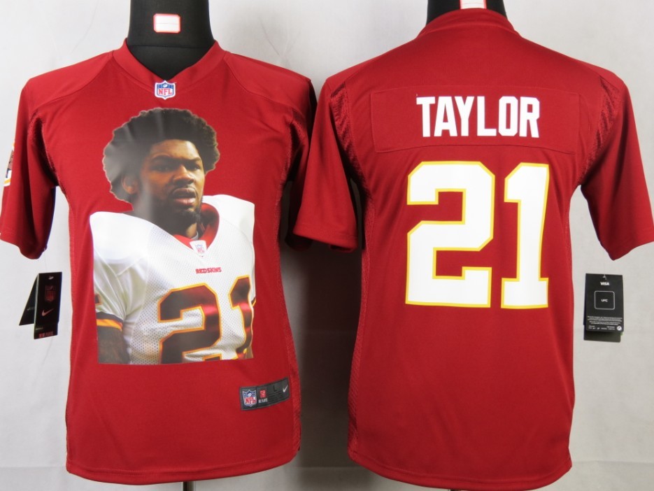 Red #21 Taylor Nike Portrait Fashion Game Washington Redskins Youth jersey