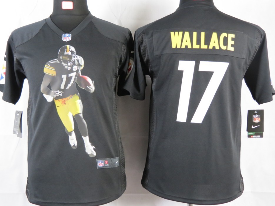 Wallace Black Nike Steelers Youth Portrait Fashion Jersey
