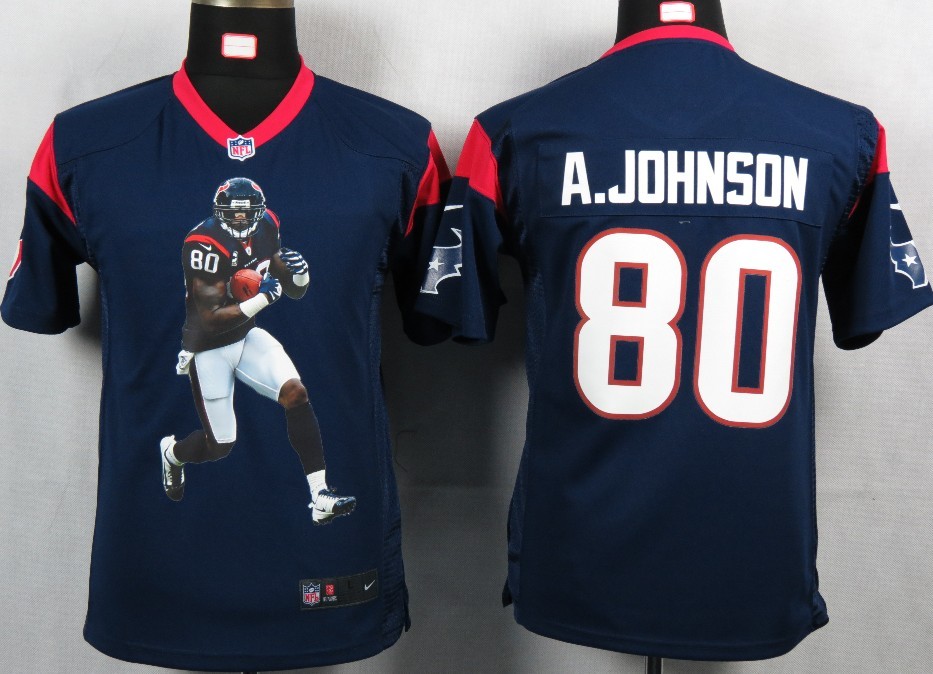 #80 A.johnson Blue Nike Portrait Fashion Game Houston Texans Youth jersey