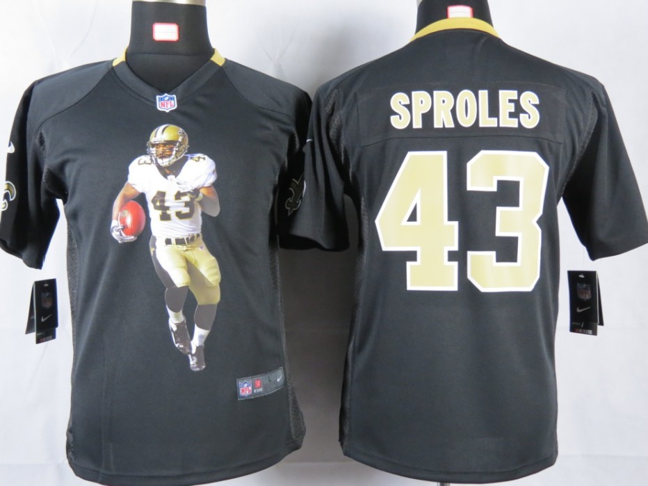 Black #43 Sproles Nike Portrait Fashion Game New Orleans Saints Youth jersey