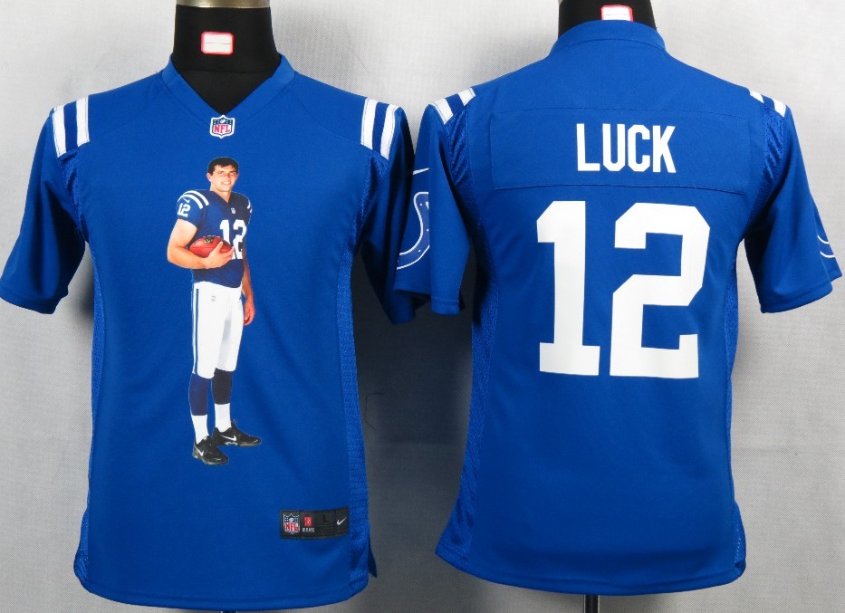 Luck Game Jersey: Nike Helmet Tri-Blend #12 Indianapolis Colts Jersey in blue