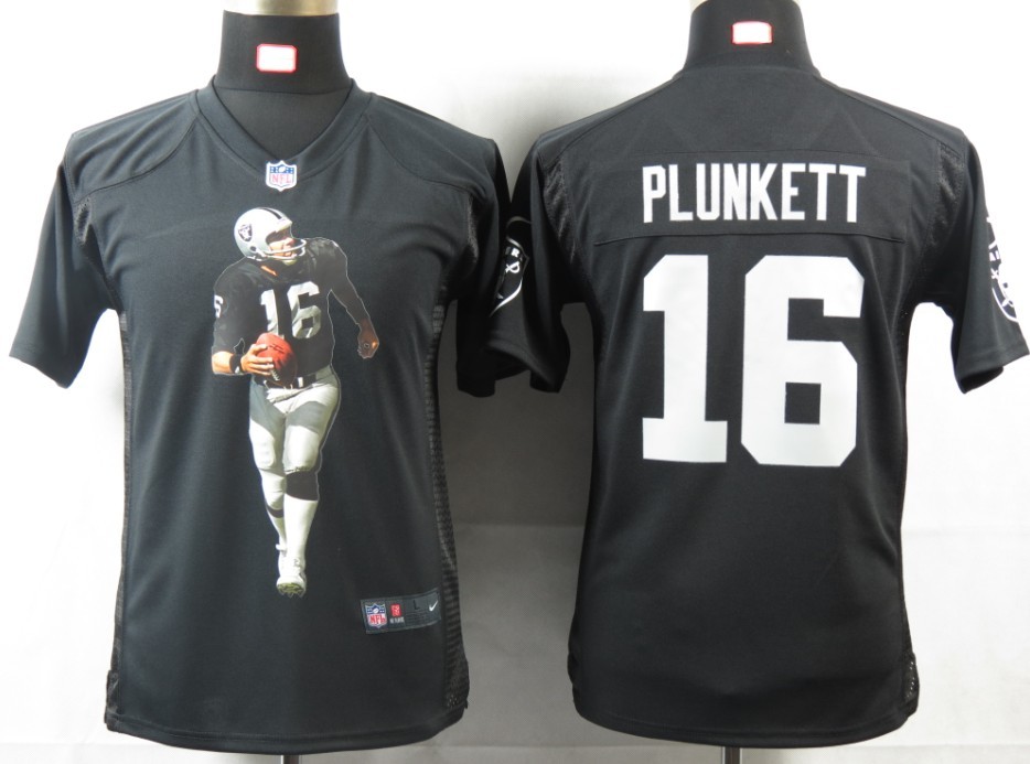 Youth Nike Portrait Fashion Game Oakland Raiders #16 Plunkett Youth jersey in Black