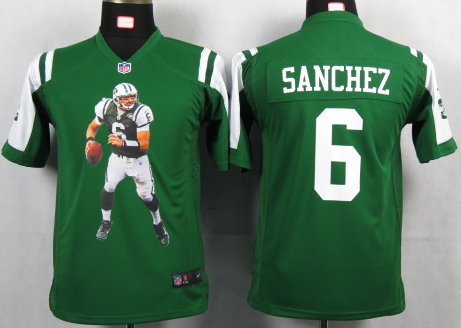 Nike Portrait Fashion Game Youth Sanchez Green jersey, New York Jets #6 jersey