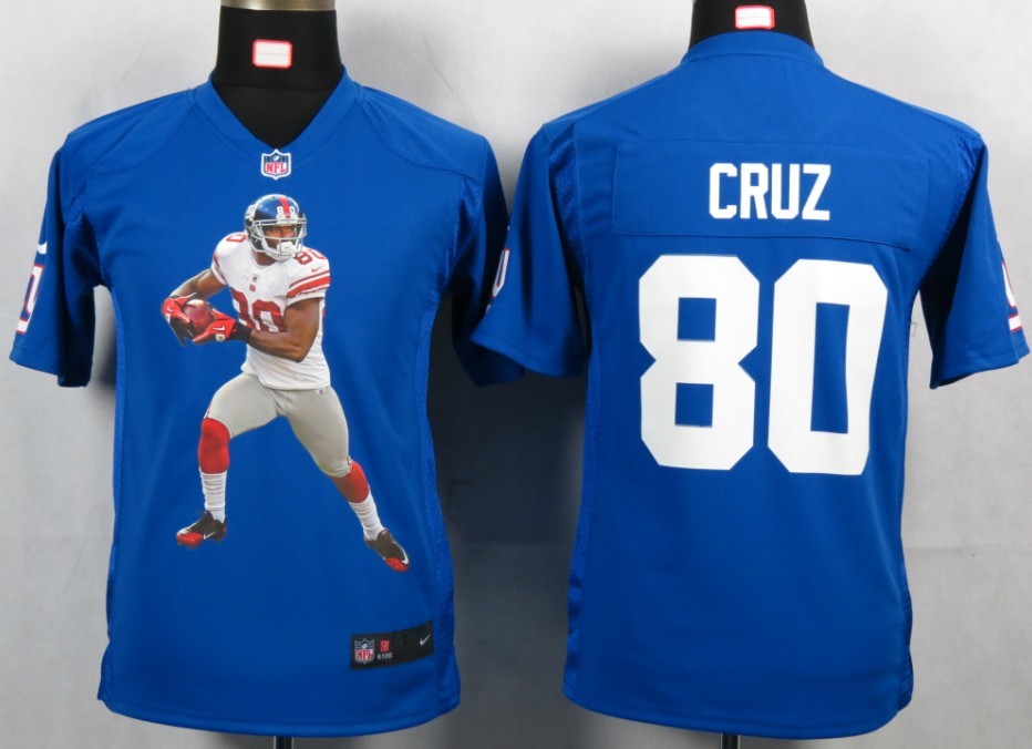 blue Cruz Game Youth Portrait Fashion Nike NFL Giants #80 Jersey
