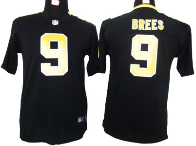 Brees Jersey: Nike Youth #9 Saints Jersey in Black